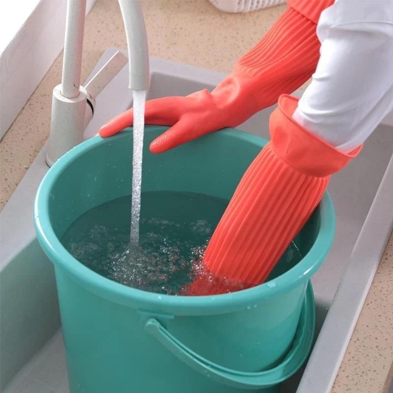 Dish Glove Rubber - Guantes largos de goma reutilizables para