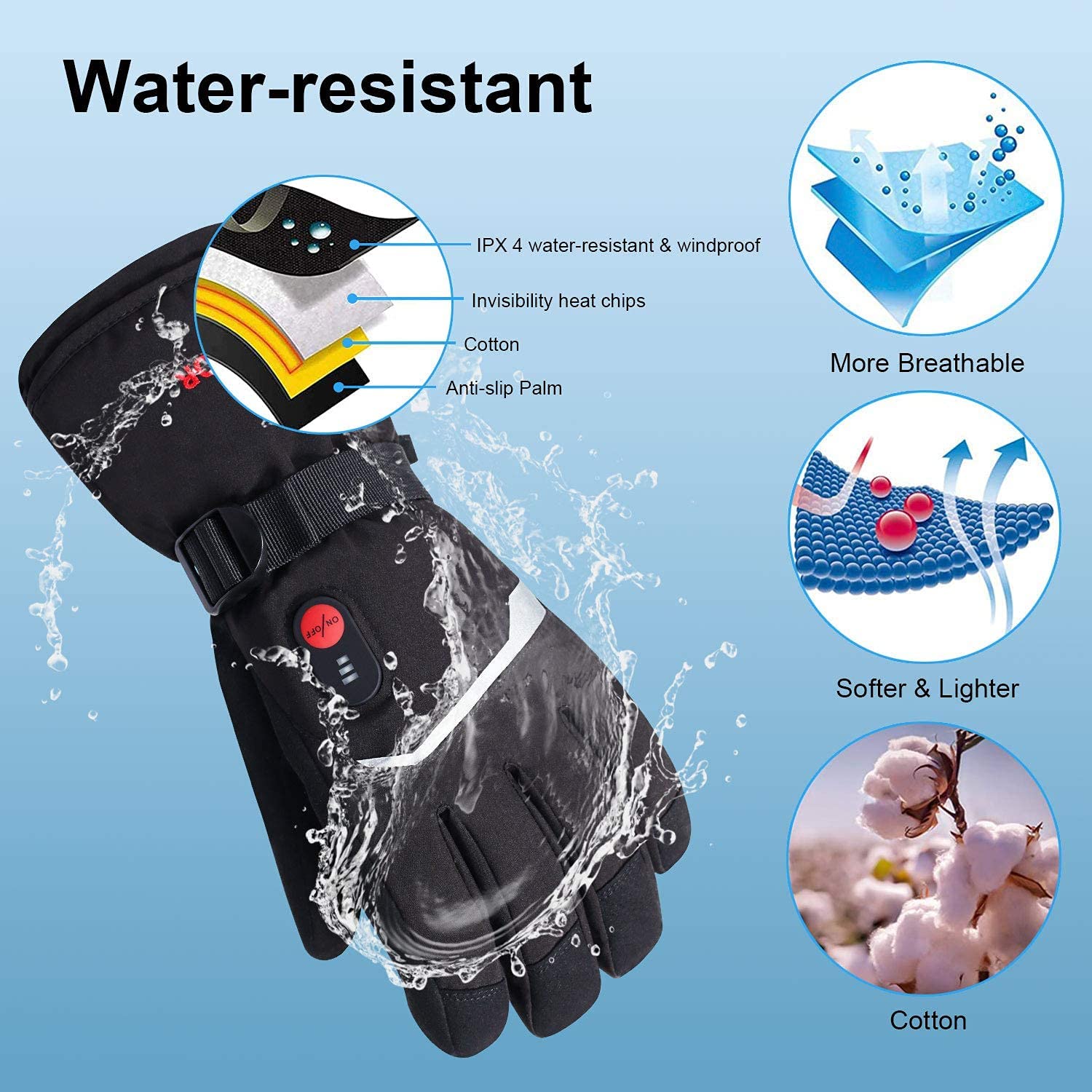 SNOW DEER-guantes calefactable - Ski Glove Waterproof reseña y precio
